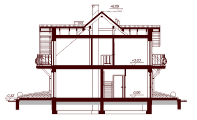 Przekrój projektu domu Karmelita bez garażu