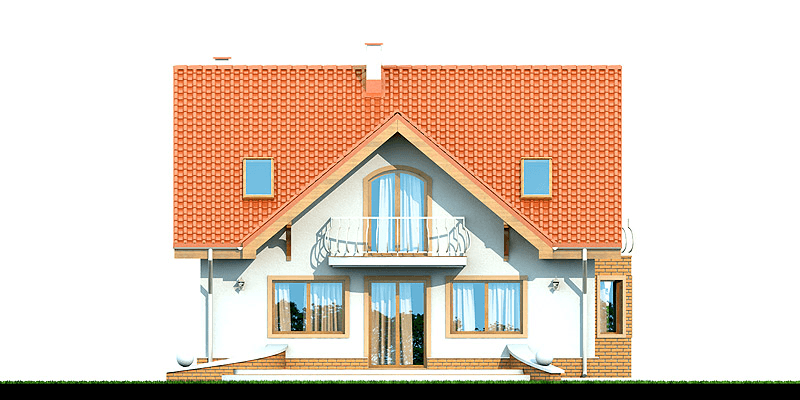 Elewacja tylna projektu domu Karmelita bez garażu