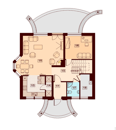 Rzut parteru domu jednorodzinnego Karmelita bez garażu