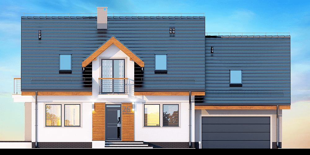 Elewacja frontowa domu Karmelita bis 2M