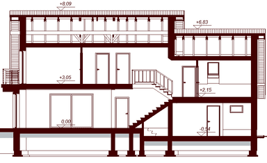 Przekrój projektu domu Karmelita bis 2M