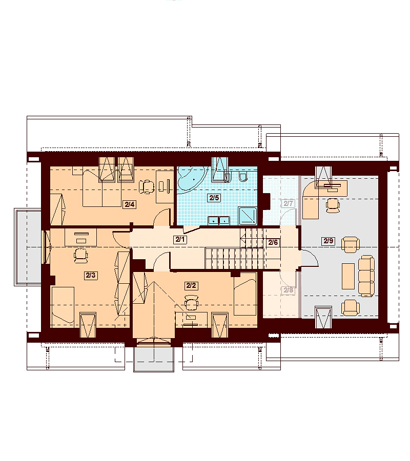 Rzut poddasza domu jednorodzinnego Karmelita bis 2M
