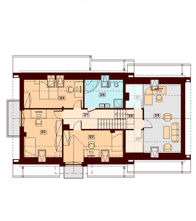 Rzut poddasza domu jednorodzinnego Karmelita bis 2M