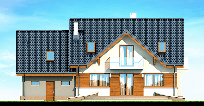 Elewacja ogrodowa domu Karmelita gold 2M