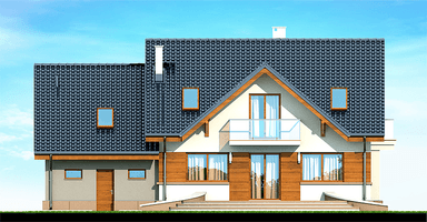 Elewacja ogrodowa domu Karmelita gold 2M