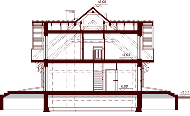 Przekrój projektu domu Karmelita gold 2M