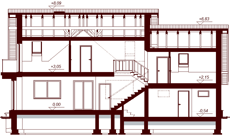 Przekrój projektu domu Karmelita gold 2M