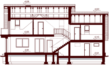 Przekrój projektu domu Karmelita gold 2M