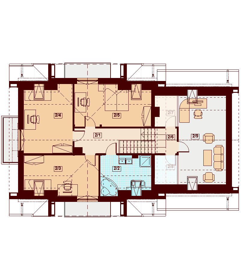 Rzut poddasza domu jednorodzinnego Karmelita gold 2M