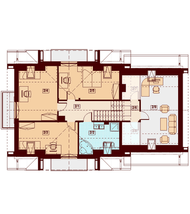 Rzut poddasza domu jednorodzinnego Karmelita gold 2M