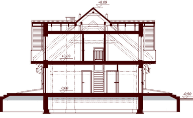 Przekrój projektu domu Karmelita gold