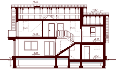 Przekrój projektu domu Karmelita gold