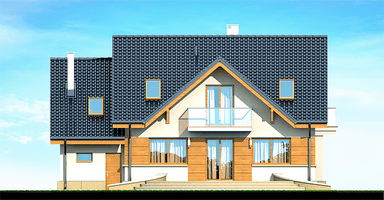 Elewacja ogrodowa domu Karmelita gold