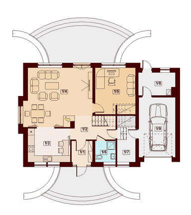Rzut parteru domu jednorodzinnego Karmelita gold