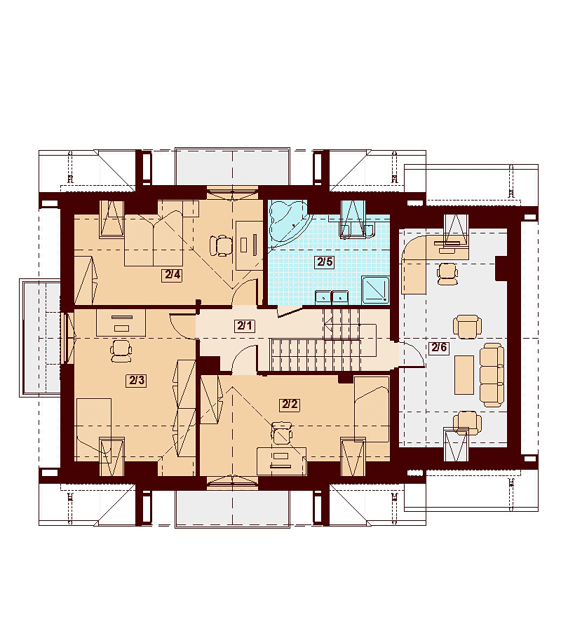 Rzut poddasza domu jednorodzinnego Karmelita gold