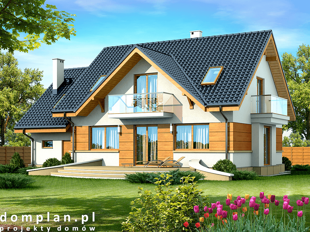 Wizualizacja domu jednorodzinnego Karmelita gold