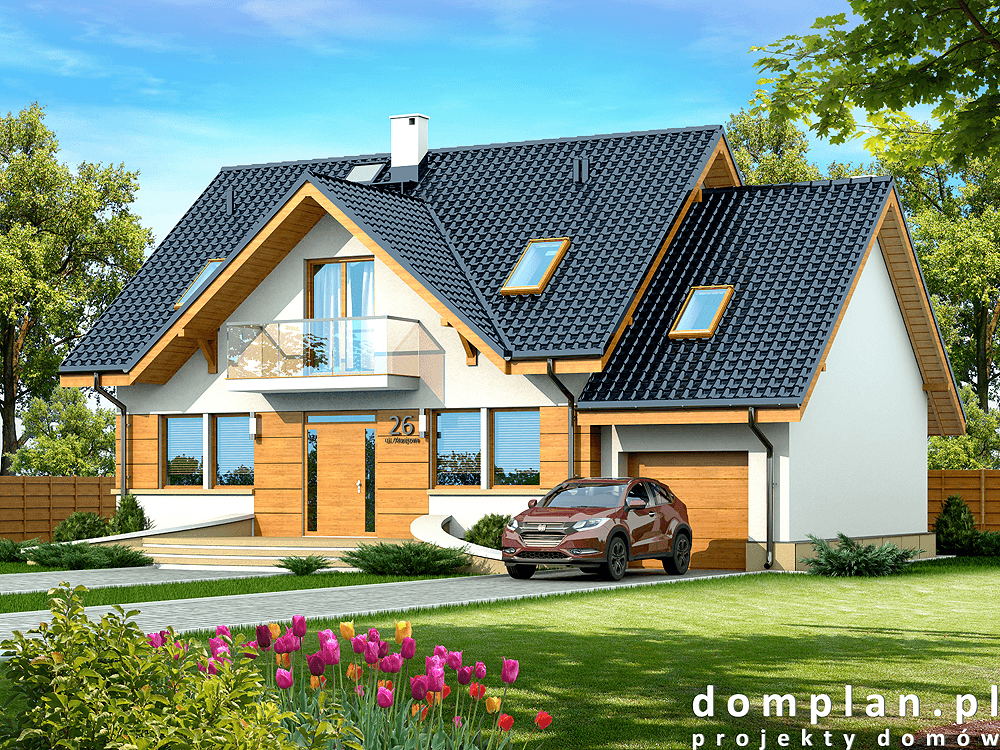 Wizualizacja domu jednorodzinnego Karmelita gold