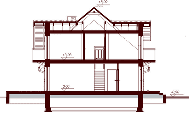 Przekrój projektu domu Karmelita Modern 2M
