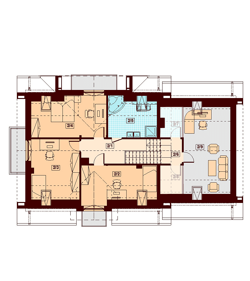 Rzut poddasza domu jednorodzinnego Karmelita Modern 2M