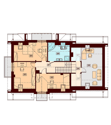 Rzut poddasza domu jednorodzinnego Karmelita Modern 2M