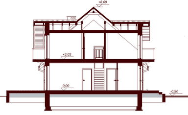 Przekrój projektu domu Karmelita Modern