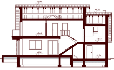 Przekrój projektu domu Karmelita Modern