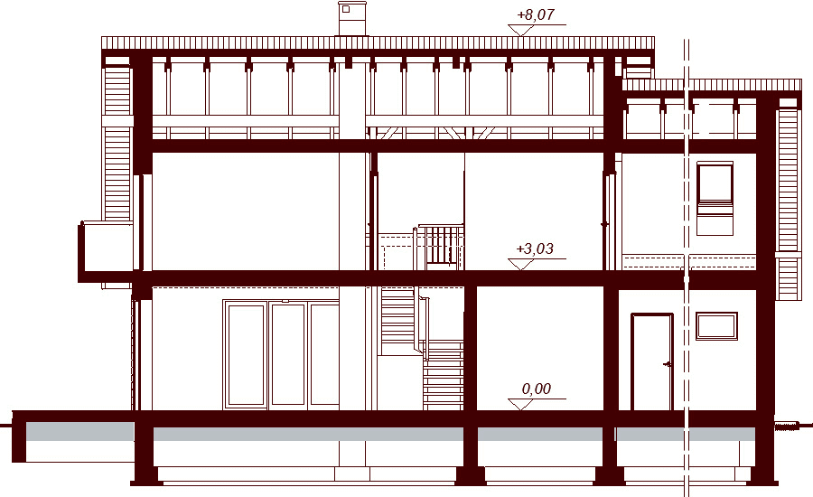 Przekrój projektu domu Kendra 2M