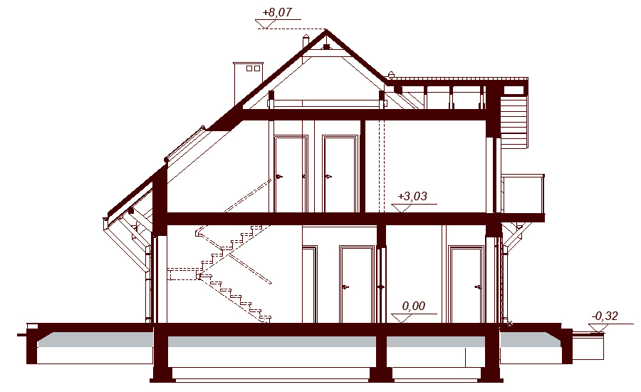 Przekrój projektu domu Kendra 2M