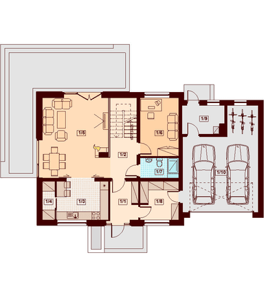 Rzut parteru domu jednorodzinnego Kendra 2M