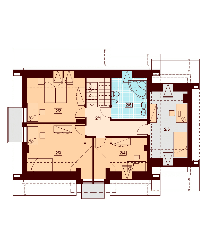 Rzut poddasza domu jednorodzinnego Kendra