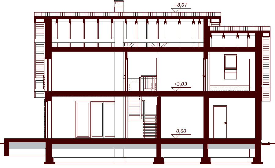 Przekrój projektu domu Kendra Bis