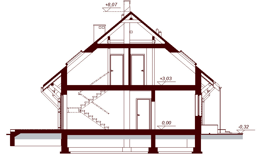 Przekrój projektu domu Kendra Bis