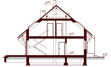 Przekrój projektu domu Kendra Bis
