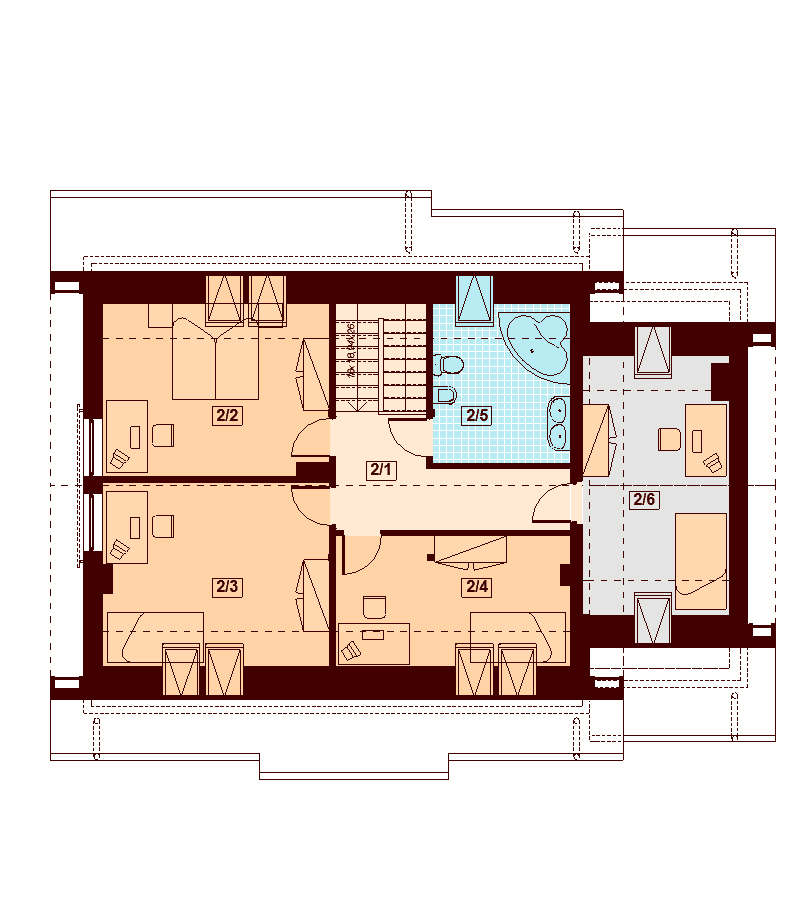 Rzut poddasza domu jednorodzinnego Kendra Bis