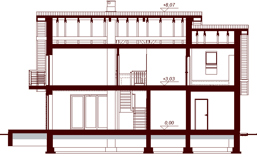 Przekrój projektu domu Kendra mała