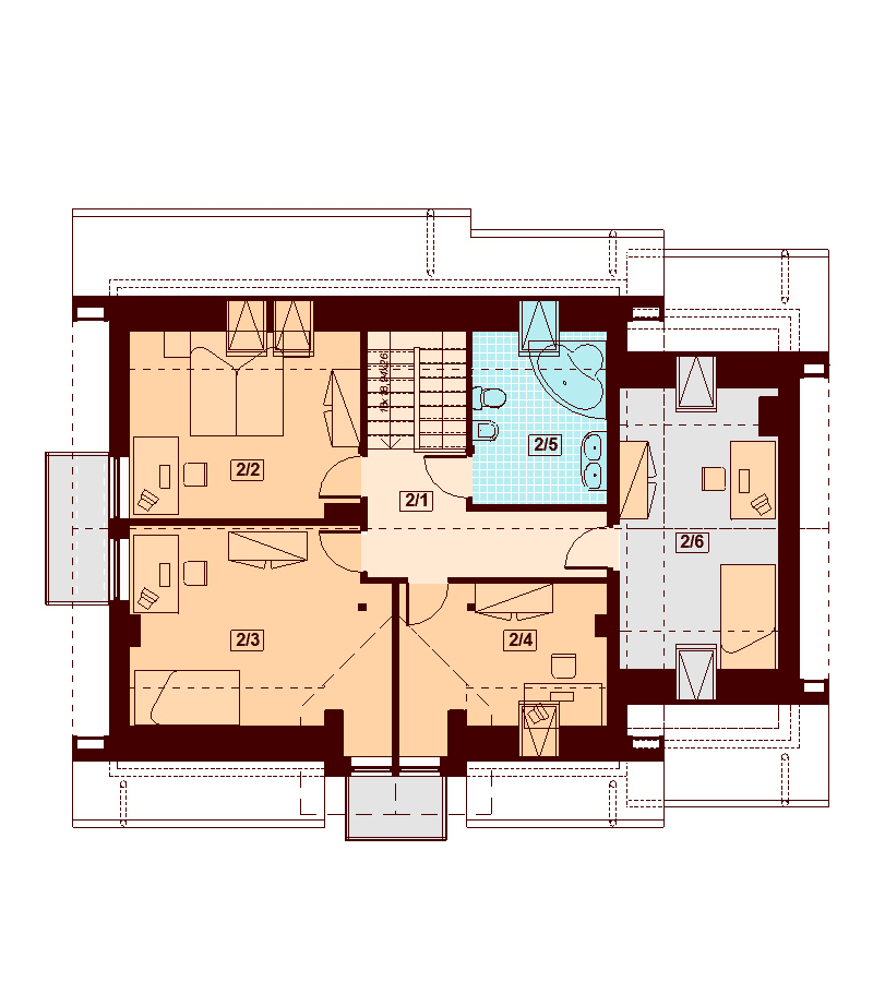 Rzut poddasza domu jednorodzinnego Kendra mała
