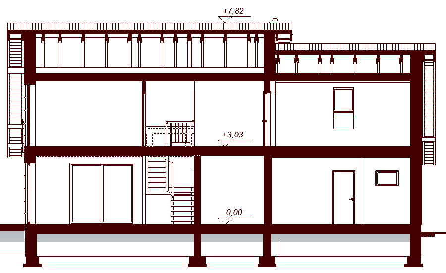 Przekrój projektu domu Kendra XS 2M