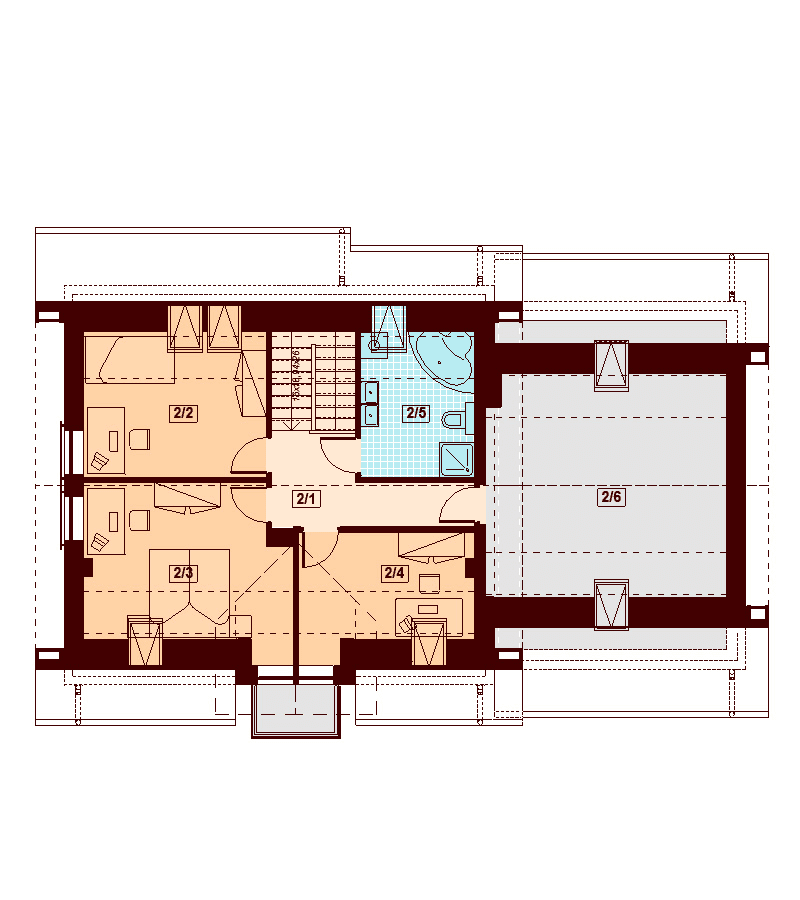 Rzut poddasza domu jednorodzinnego Kendra XS 2M