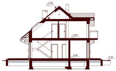Przekrój projektu domu Kendra XS