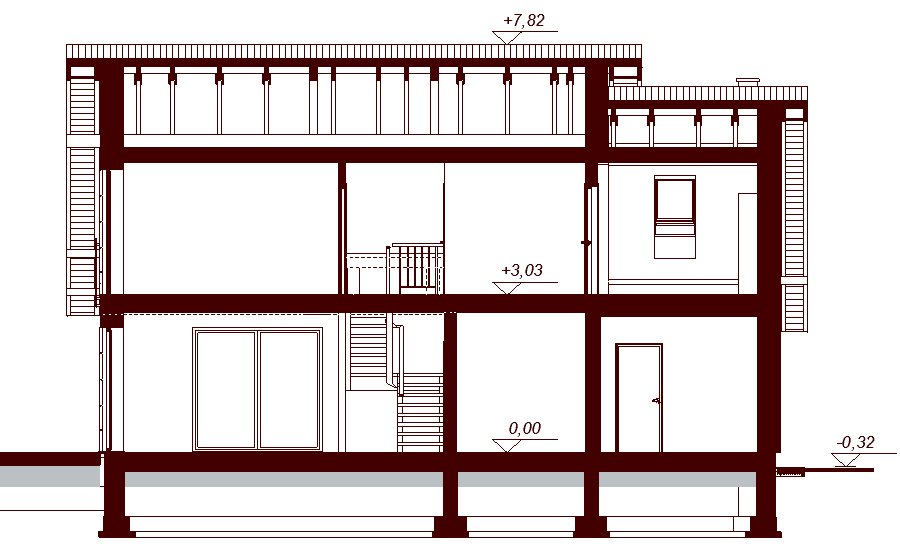 Przekrój projektu domu Kendra XS