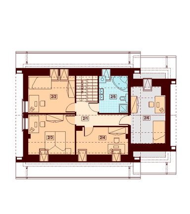Rzut poddasza domu jednorodzinnego Kendra XS Bis