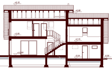 Przekrój projektu domu jednorodzinnego Lisandra 2M
