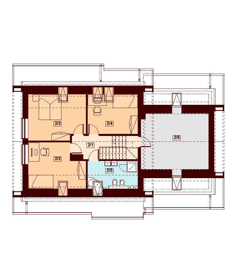 Rzut poddasza domu jednorodzinnego Lisandra 2M