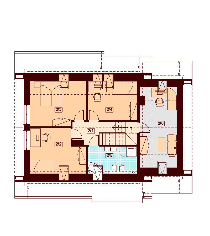 Rzut poddasza domu jednorodzinnego Lisandra