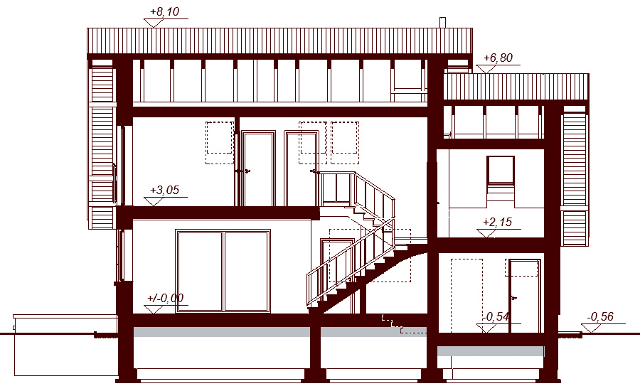 Przekrój projektu domu Lisandra mała