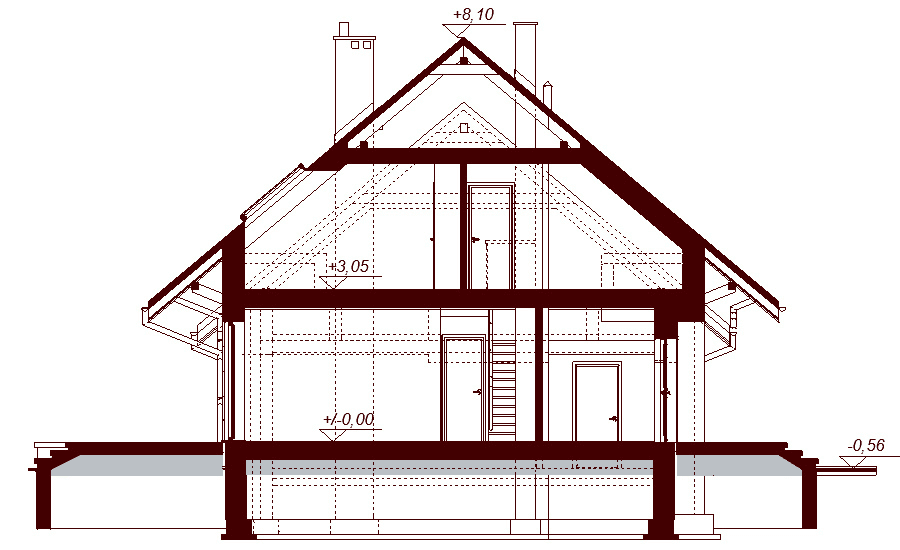 Przekrój projektu domu Lisandra mała