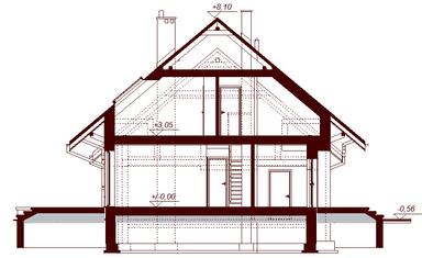 Przekrój projektu domu Lisandra mała