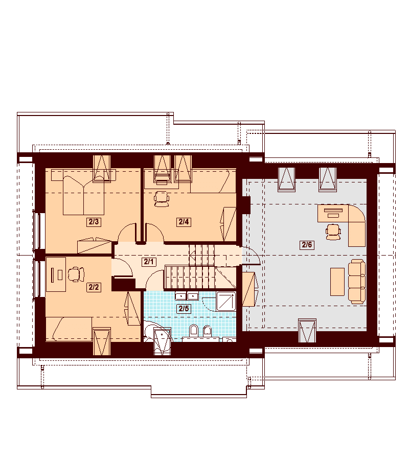 Rzut poddasza domu jednorodzinnego Lisandra 2M