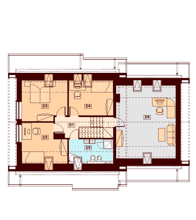 Rzut poddasza domu jednorodzinnego Lisandra 2M