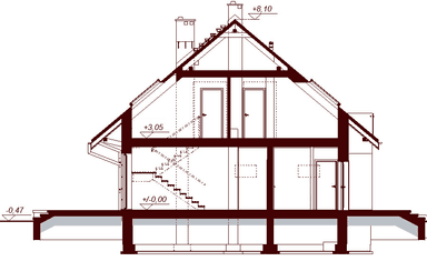 Przekrój projektu domu Marsala 2M